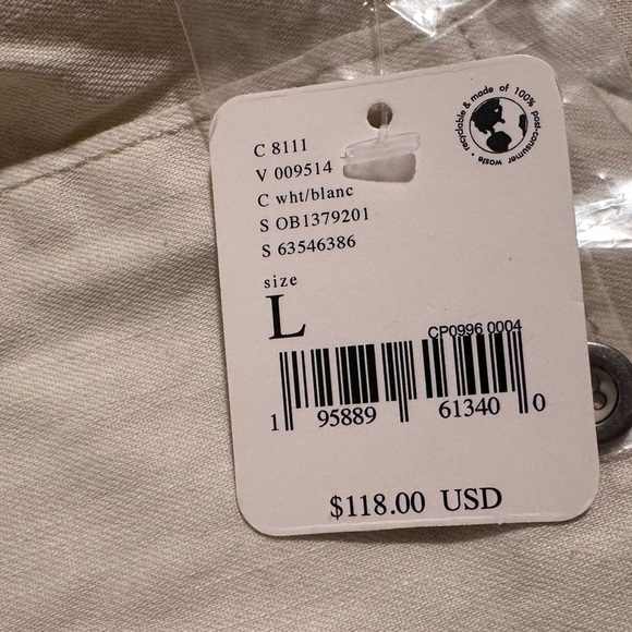 We The Free 2 Way Long Sleeve Wrap Around Ivory Denim Cropped Top Front Pocket - Picture 2 of 16